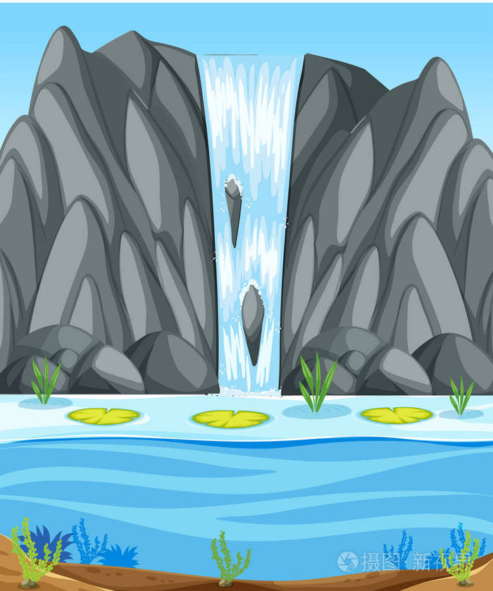 一个简单的瀑布场景插图