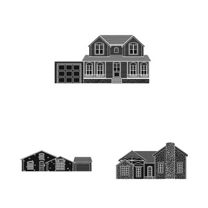 建筑和前面标志的向量例证。建筑物和屋顶股票矢量图集
