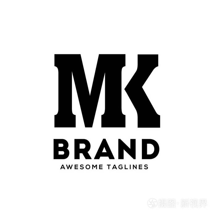 创意mk字母字母字母,强,大胆的标志矢量概念