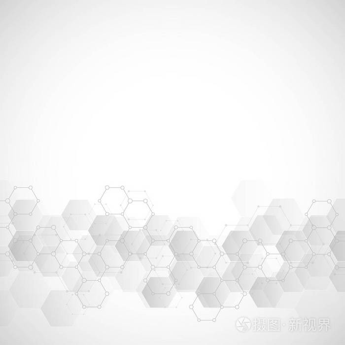 几何背景纹理与分子结构和化学工程.六边形图案的抽象