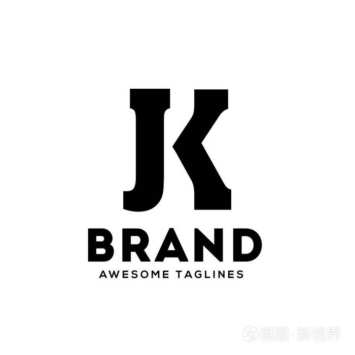创意jk字母字母字母字母,强,大胆的标志矢量概念