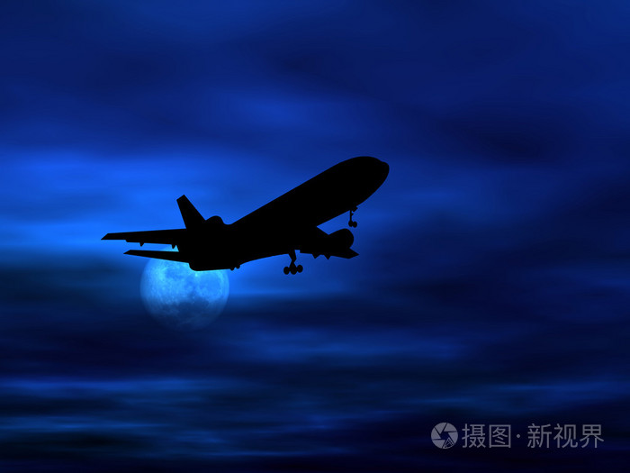 飞机在夜晚的天空