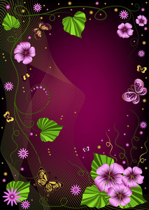 装饰暗紫花卉帧