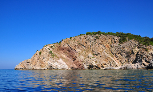 亚德里亚海，黑山景观的岩石海岸线