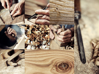 木匠和木材的图像集合
