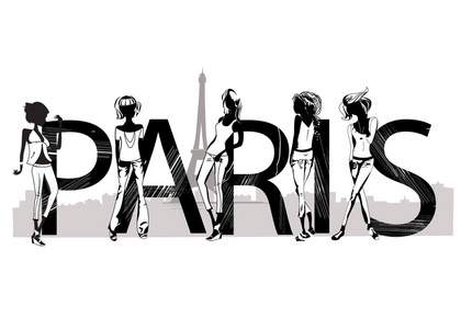 巴黎时尚女孩与刻字