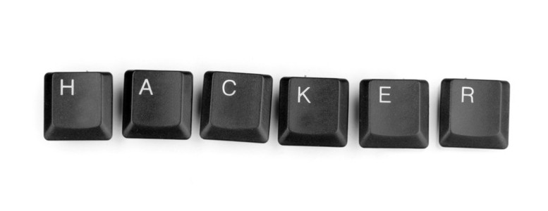 说黑客被隔绝在白色的键盘键图片