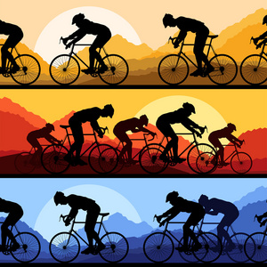体育路自行车车手和自行车详细的剪影