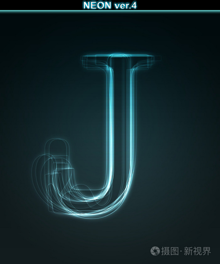 发光霓虹灯字体闪亮字母j