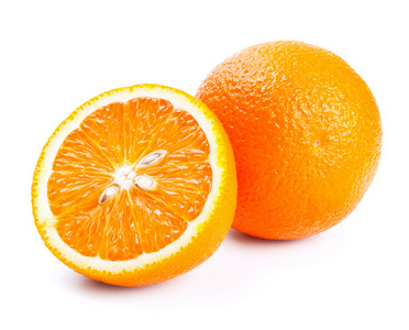 鲜橙色与白色上孤立的切片