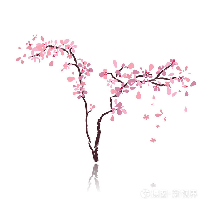 樱桃树插画-正版商用图片19i8t0-摄图新视界