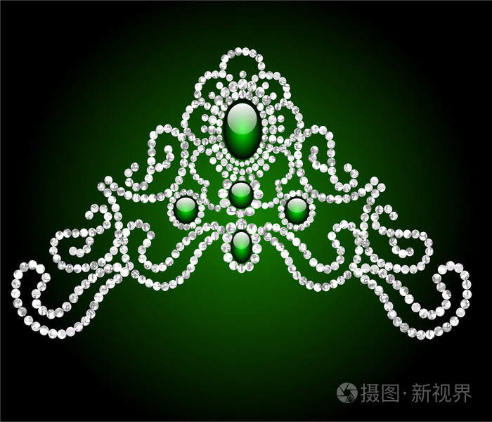 婚礼与绿色石头女性王冠