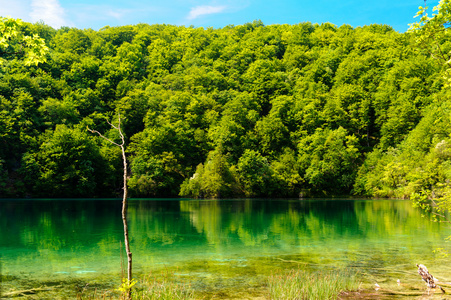 在克罗地亚，美丽的风景十六湖国家公园