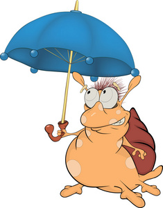 蜗牛和一把伞。怪物。卡通