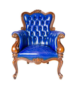 豪华蓝色皮革扶手椅