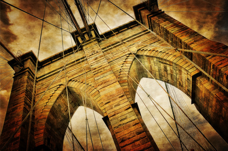布鲁克林大桥复古视图