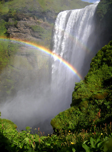 斯科加瀑布瀑布与彩虹