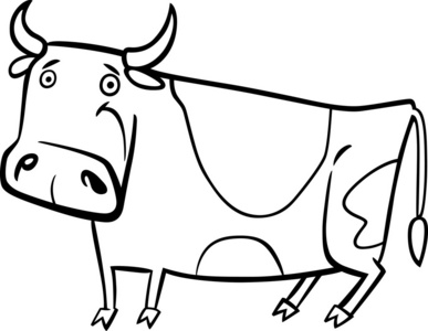 农场牛为着色的卡通插图