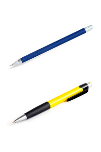 黄色和蓝色钢笔