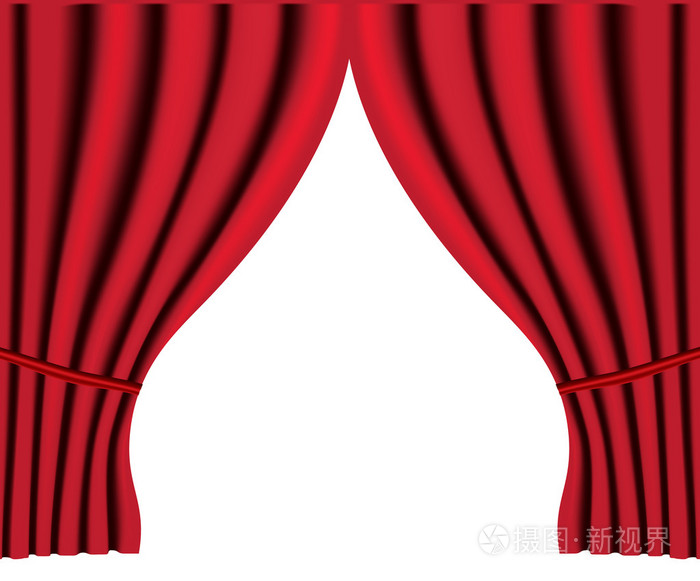 剧院舞台与红色帷幕矢量背景