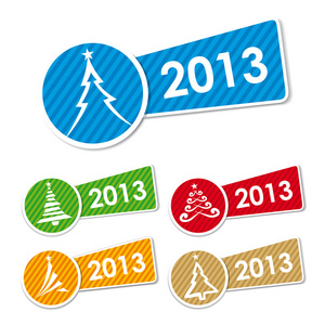 2013 圣诞节树图标和贴纸