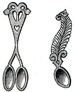 斯堪的纳维亚雕花的勺子