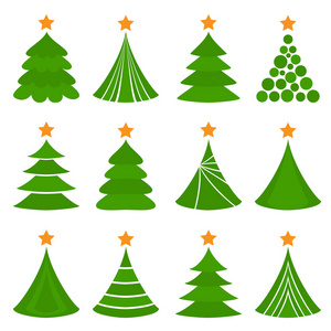组的圣诞树。矢量插画
