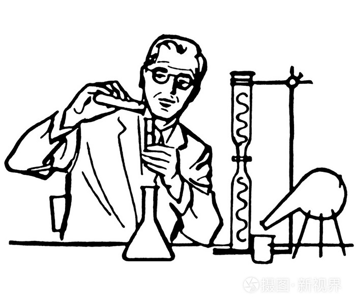 黑色和白色版本的一位科学家的肖像