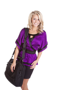 女人紫色控股袋