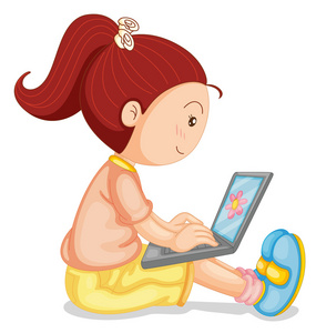 一个女孩用的笔记本电脑