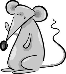 可爱的灰色鼠标卡通插图