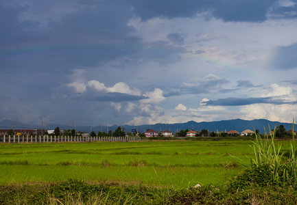 多云的天气在泰国北部的山山谷