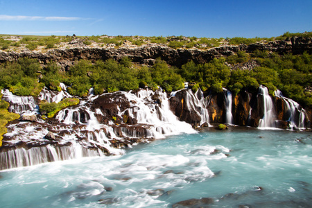 hraunfossar 瀑布冰岛