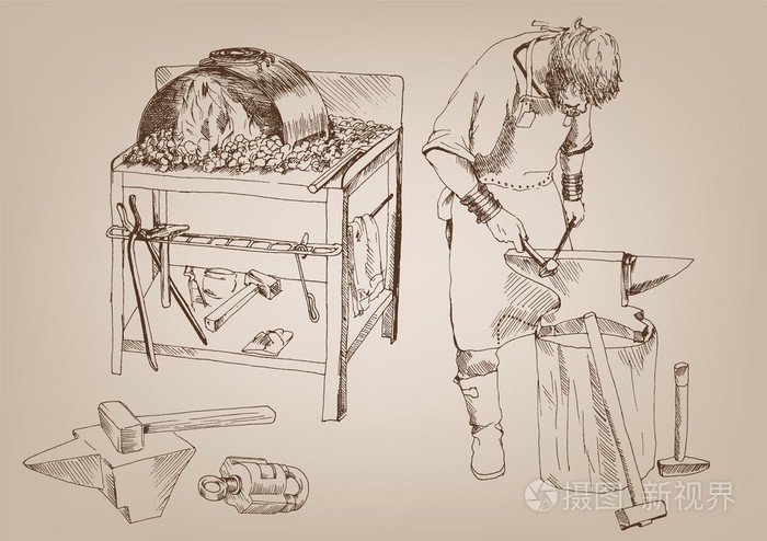 铁匠插画-正版商用图片1a8xvh-摄图新视界