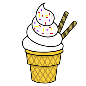 冰淇淋手写作卡通