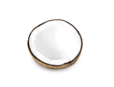 椰子一半在白色背景上