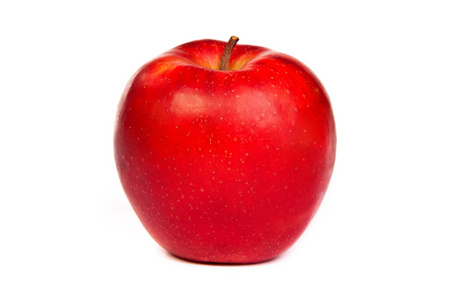 一个闪亮的红苹果，孤立在白色