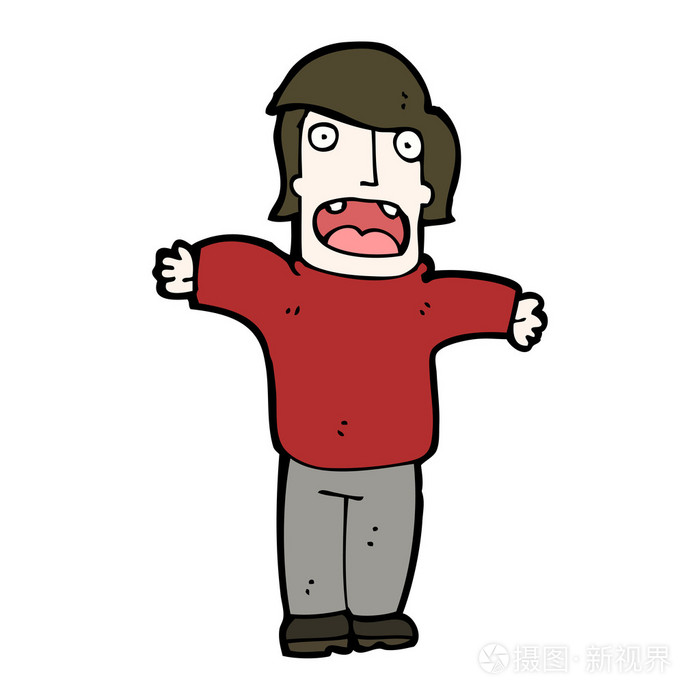 气喘吁吁的震惊的卡通人
