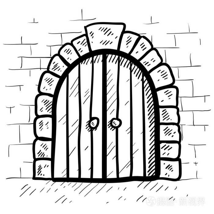 安全城堡门素描
