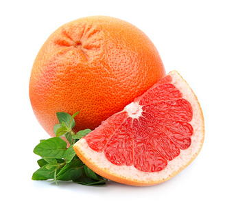 葡萄柚水果与薄荷