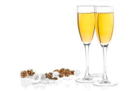 两杯香槟酒新年的装饰