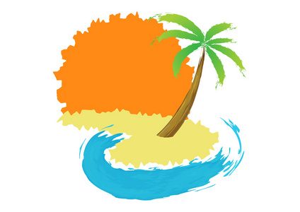 热带棕榈岛与海