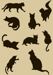 猫剪影的插图