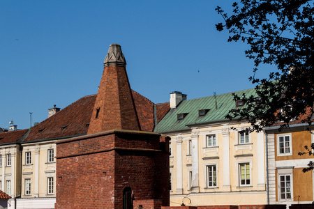 波兰的旅游景点。与文艺复兴巴比肯华沙老镇
