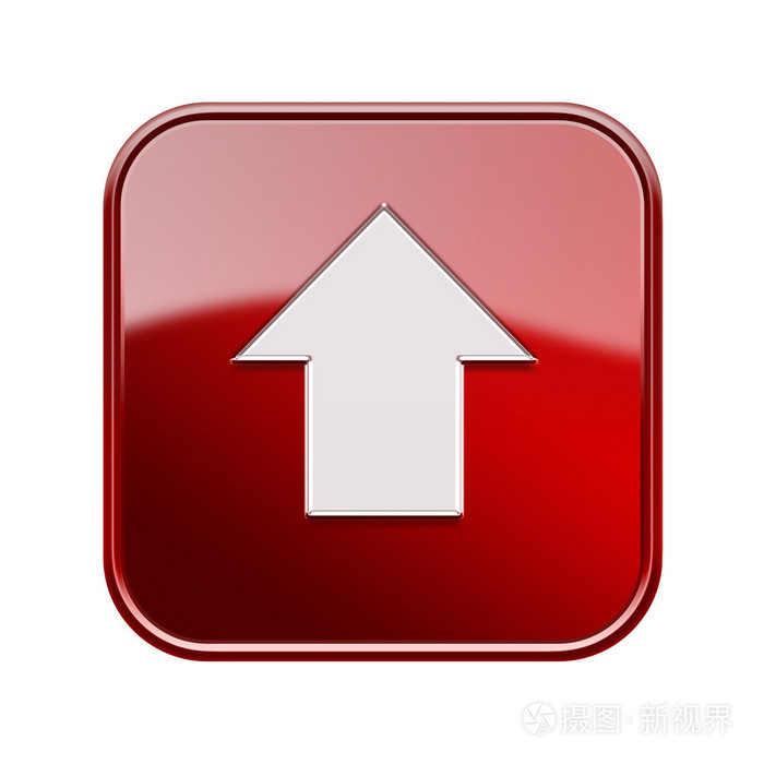 箭头键向上图标光泽红 孤立在白色背景上