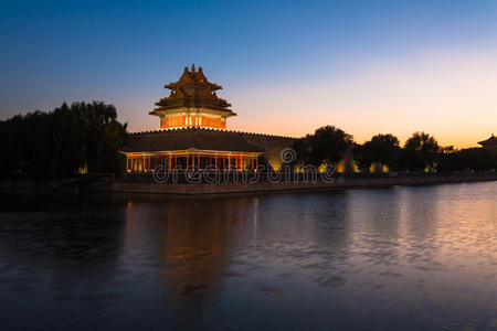 中国北京，晚上的炮塔