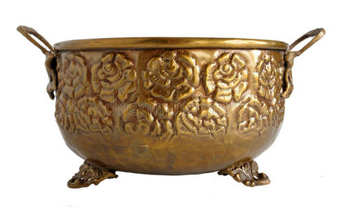 旧黄铜装饰花盆