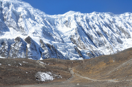 尼泊尔，在 anapurna 附近徒步旅行