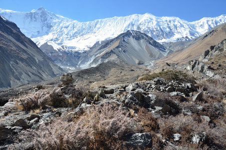 尼泊尔，在 anapurna 附近徒步旅行