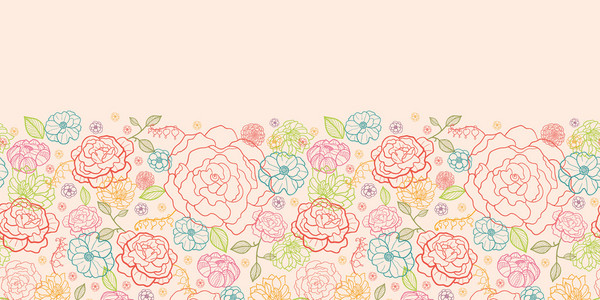 粉红色玫瑰水平无缝图案背景边框